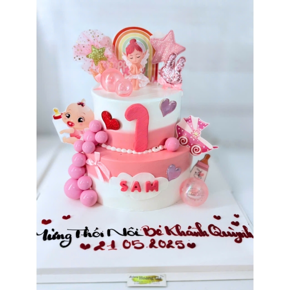Bánh kem mừng thôi nôi 2 tầng mẫu mới 2025